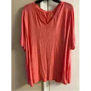 LANE BRYANT heather peach v neck top  Sz 22/24